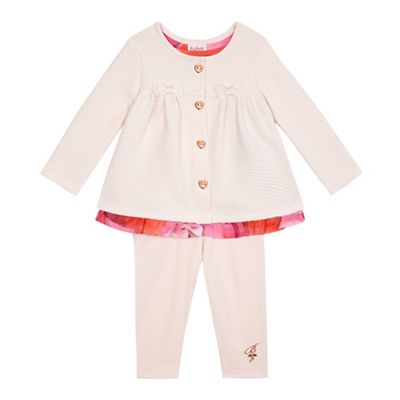 Baker by Ted Baker Baby girls' light pink quilted mock jacket and leggings set